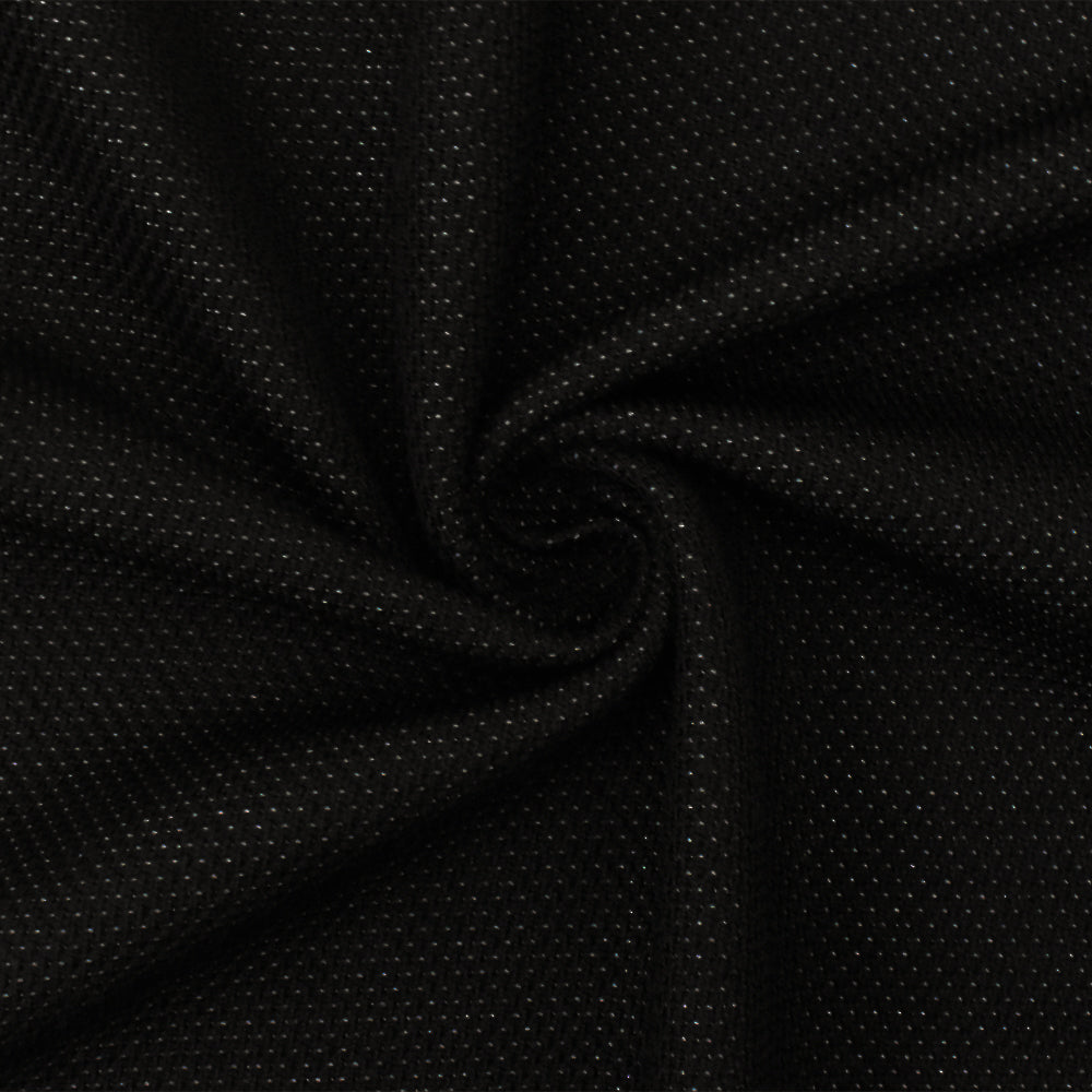 1 Yard Black-Gray Texture Stretch Poly Spandex Double Knit Fabric Features a Pique-Like Pattern with a Soft, Textured Hand 66" Width