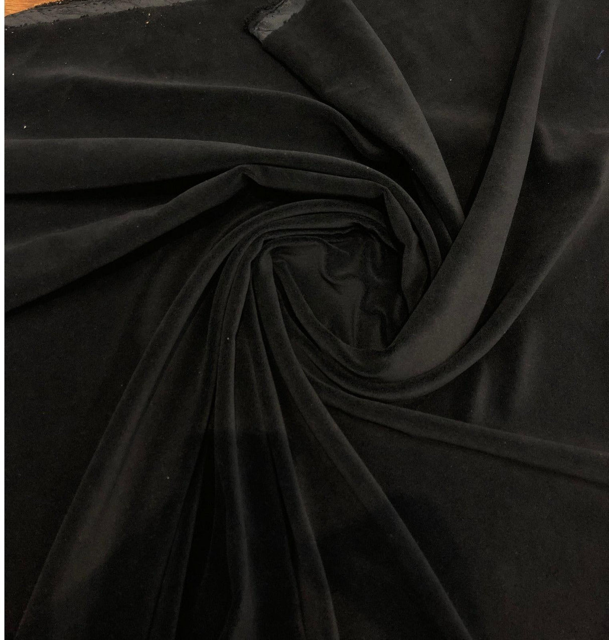 Black Velvet Drapery Upholstery Fabric - Black, Matte Velour, 54" Width (1 Yard)