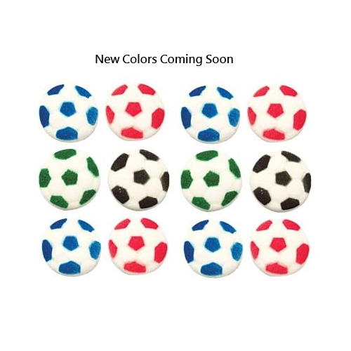 Oasis Supply Edible Soccer Ball Sugar Decorations - 12 Pack | Hand-Painted 1.25" Edible Cake & Cupcake Toppers