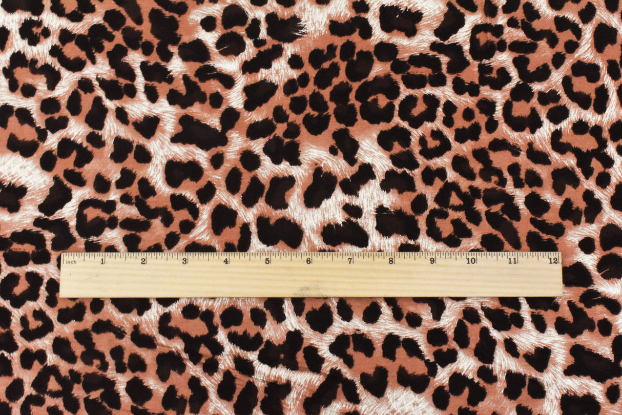 1 Yard Brown Black Multi Cheetah Print Stretch Viscose Spandex Jersey Knit Fabric 57" Width