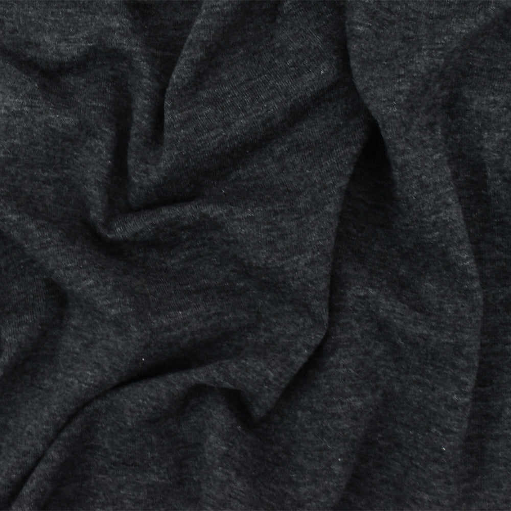 ১ গজ হিদার ব্ল্যাক গ্রে স্ট্রেচ পলি ব্লেন্ড জার্সি নিট ফ্যাব্রিক অ্যাক্টিভওয়্যার, ড্রেস, ড্যান্সওয়্যার এবং বেসিক টি-শার্টের জন্য উপযুক্ত ৬০" প্রস্থ