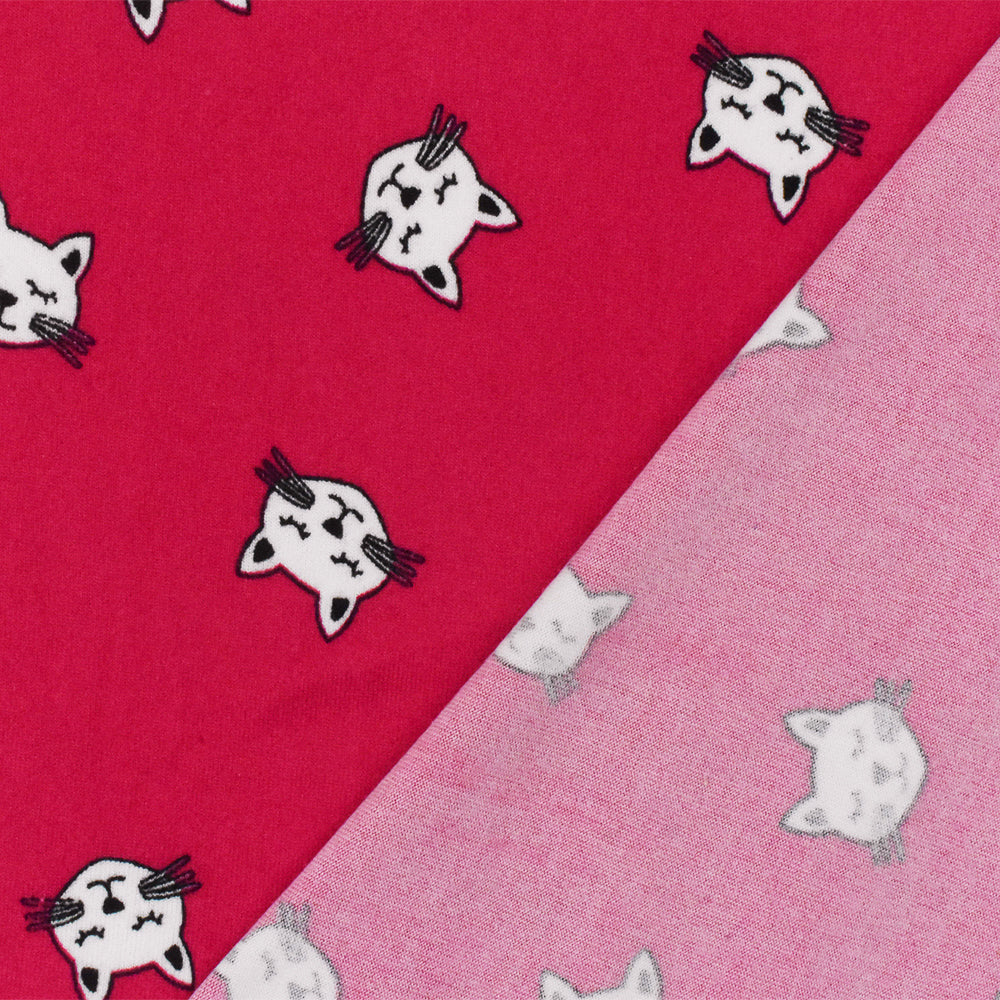 1 Yard Red White Black Cat Printed Stretch Poly Spandex Brushed Jersey Knit Fabric 62" Width