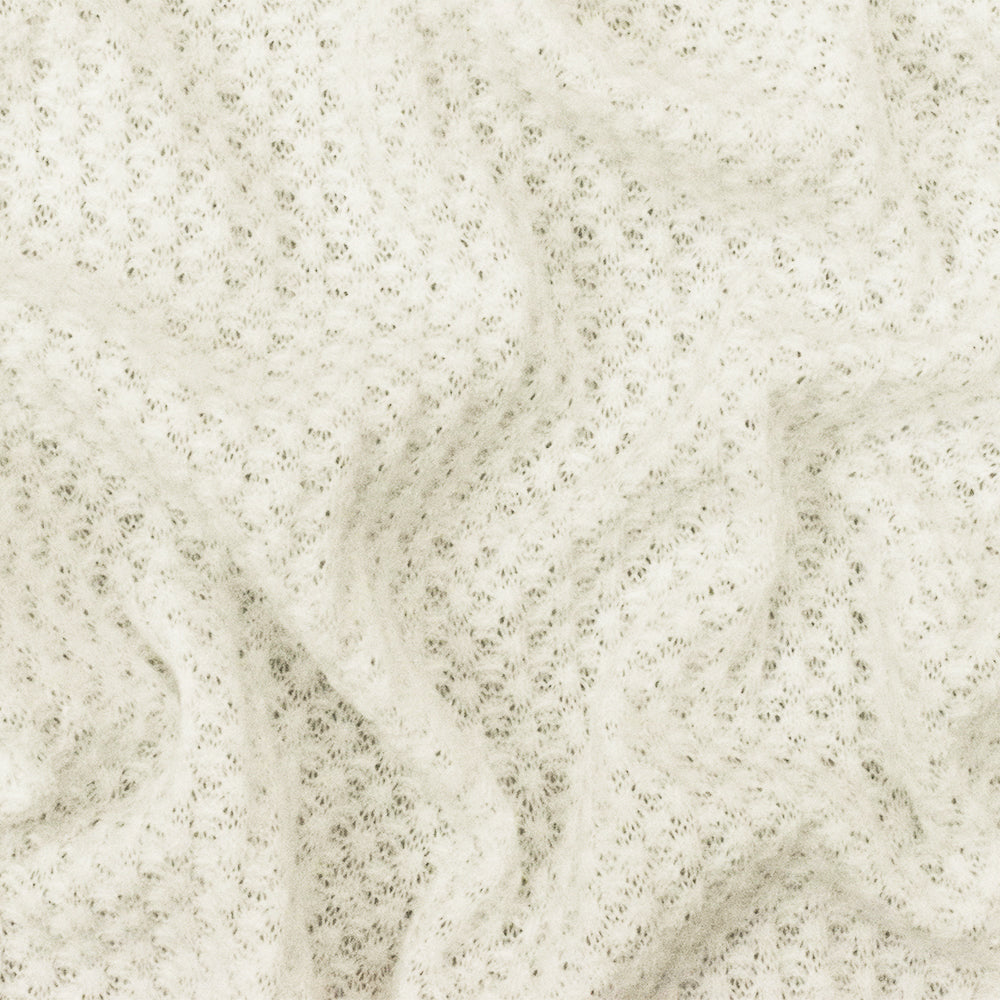 1 Yard Ivory Solid Stretch Poly Blend Thermal Waffle Knit Fabric, Perfect for Blouses, Dresses, and Layering Pieces 58" Width