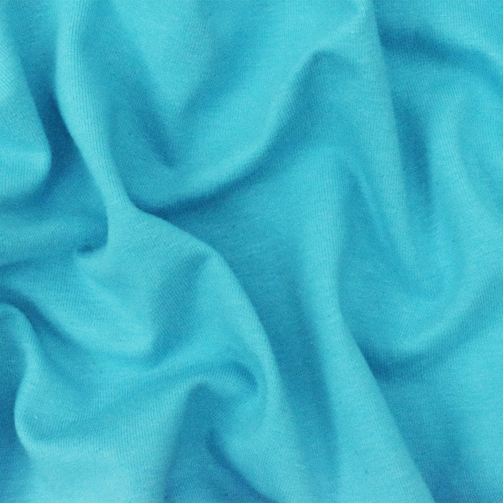 ১ গজ অ্যাকোয়া ব্লু সলিড স্ট্রেচ কটন স্প্যানডেক্স জার্সি নিট ফ্যাব্রিক ৬০" প্রস্থ