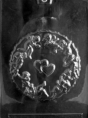 Round Pour Box With Cupids Chocolate Mold, Top - LPV092A