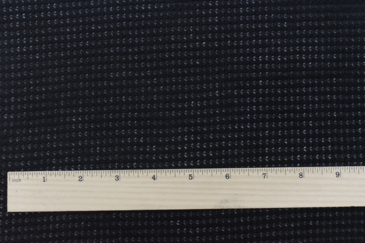 1 Yard Black Solid Stretch Poly Blend Mesh-Like Thermal Sweater Knit Fabric 58" Width