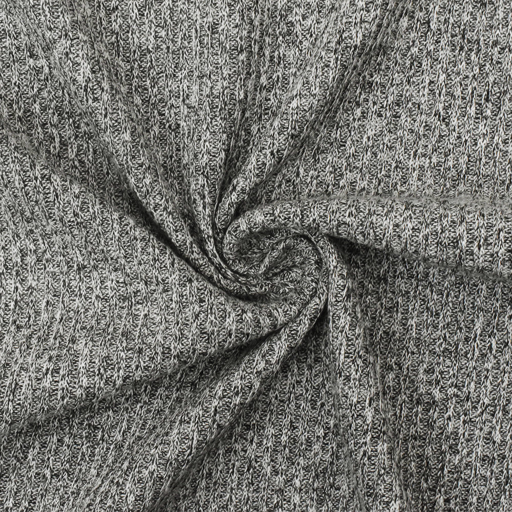 1 Yard Black White Texture Stretch Poly Blend Brushed Back Knit Fabric for Activewear 55" Width