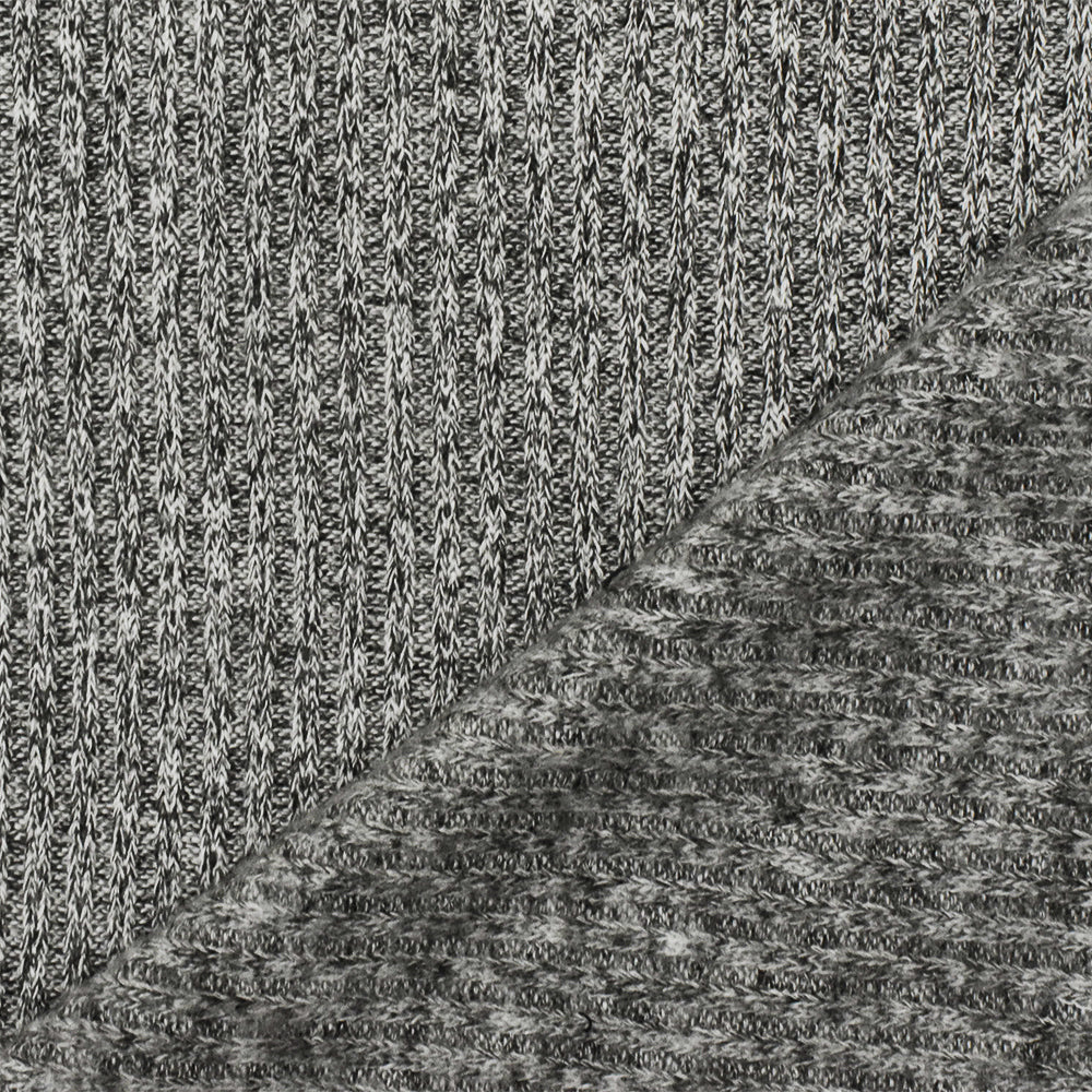 1 Yard Black White Texture Stretch Poly Blend Brushed Back Knit Fabric for Activewear 55" Width