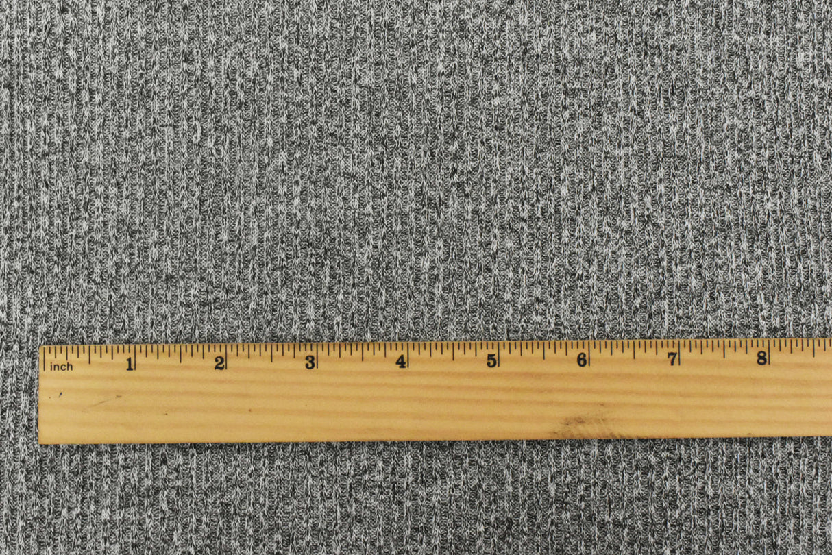 1 Yard Black White Texture Stretch Poly Blend Brushed Back Knit Fabric for Activewear 55" Width