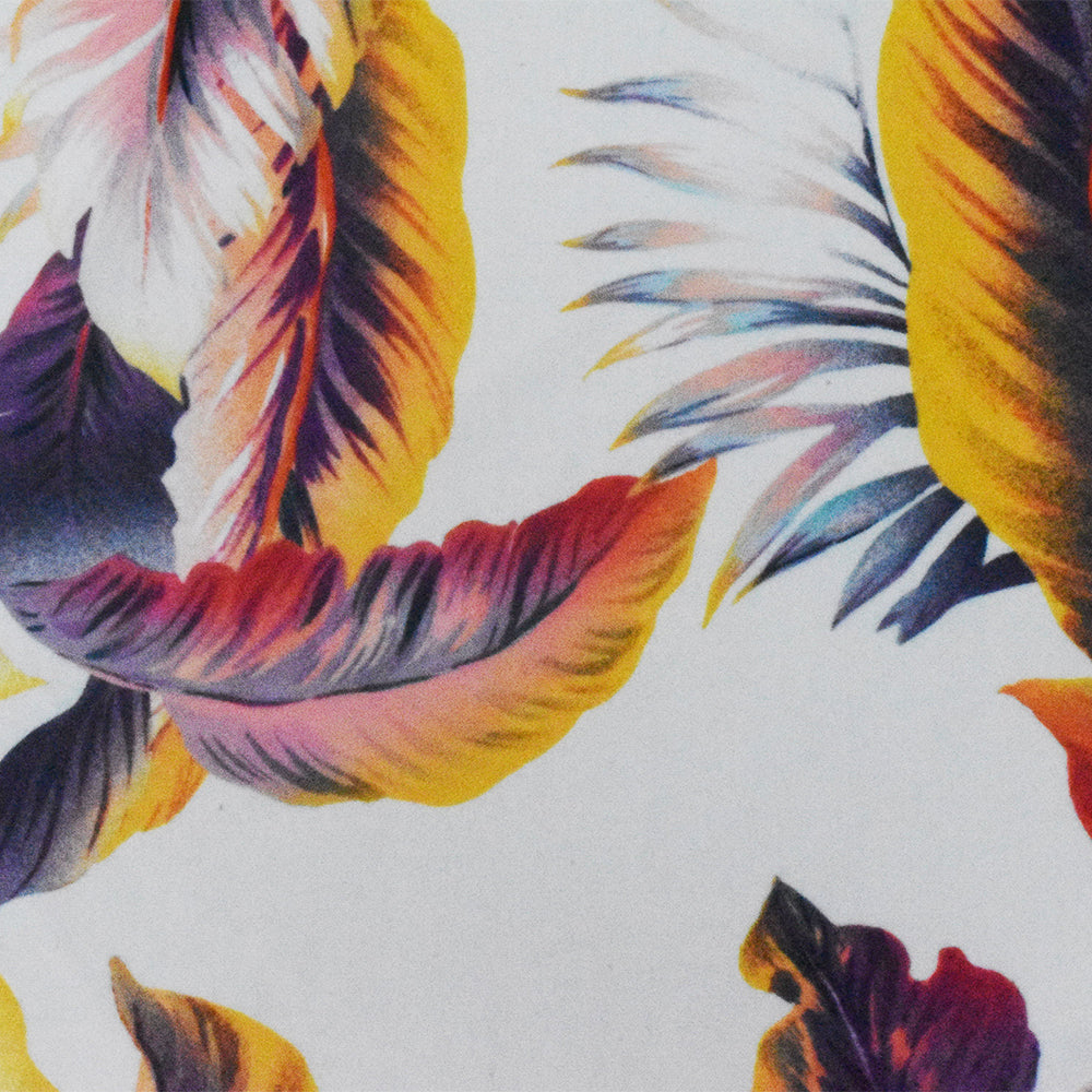 1 Yard White Purple Multi Leaves Printed Stretch Swimwear Fabric, It Suits Performance Garments and Everyday Wear Alike 58" Width