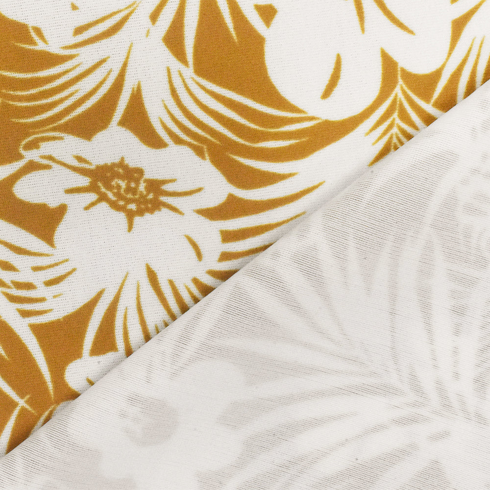 1 Yard Yellow Floral Printed Stretch Swimwear Fabric, Excellent Stretch and Durable Construction 60" Width