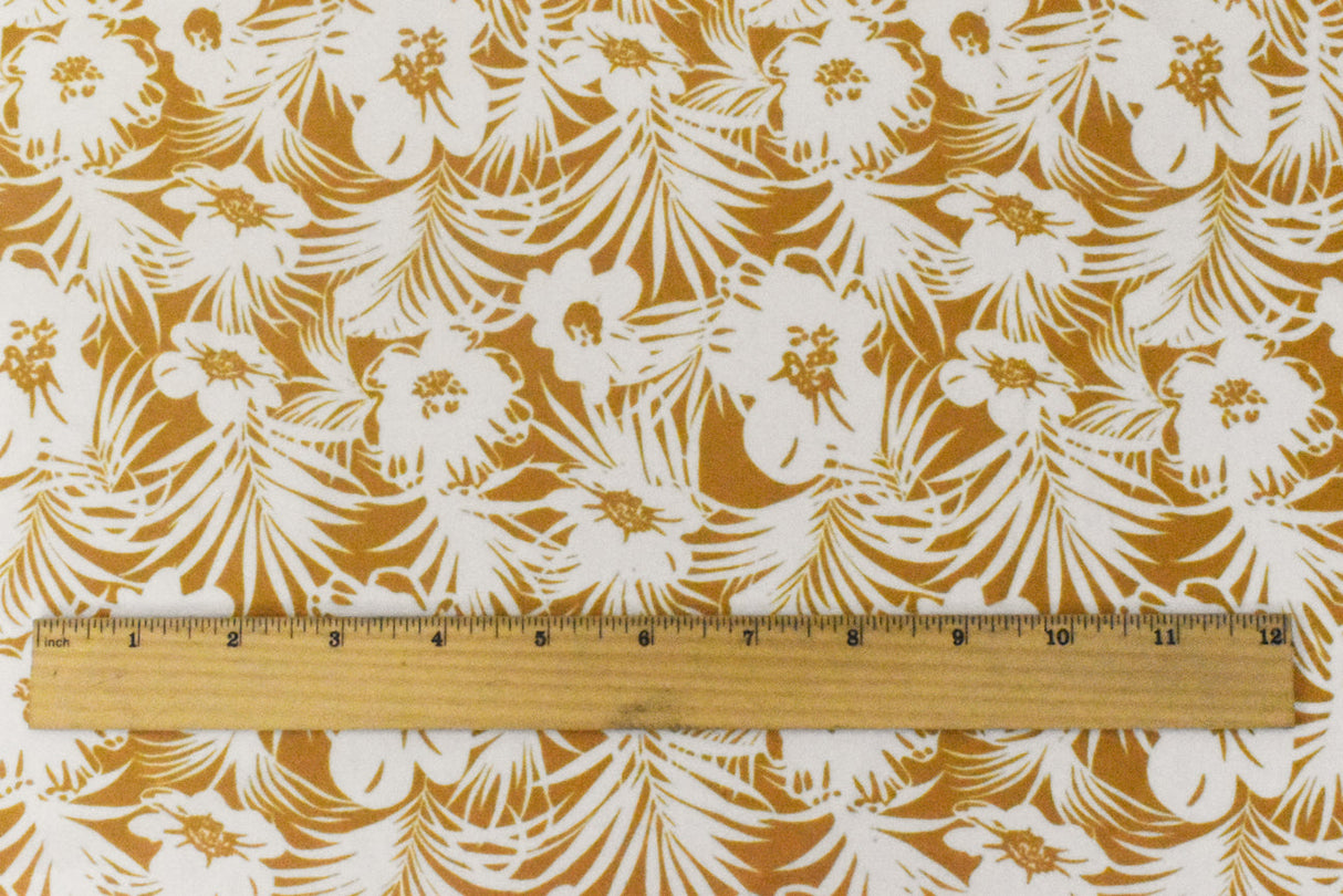 1 Yard Yellow Floral Printed Stretch Swimwear Fabric, Excellent Stretch and Durable Construction 60" Width