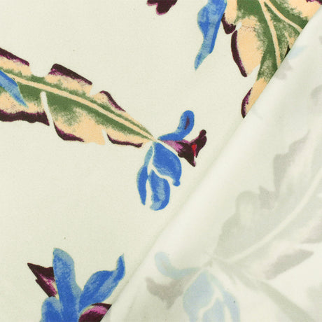 1 Yard Ivory Blue Multicolor Floral Tricot Nylon Spandex Knit Fabric for Swimwear 58" Width