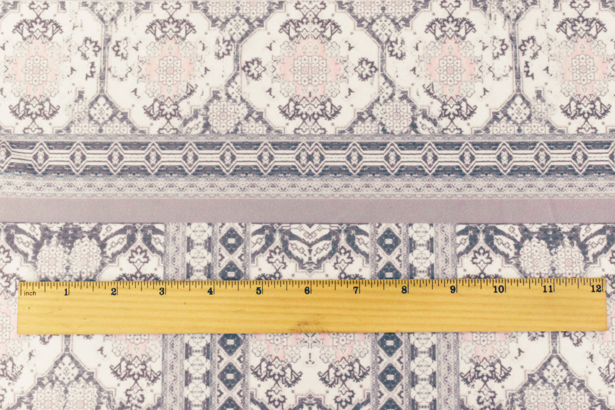 1 Yard Ivory Mauve Multicolor Moroccan Pattern Tricot Spandex Knit Fabric for Swimwear 58" Width