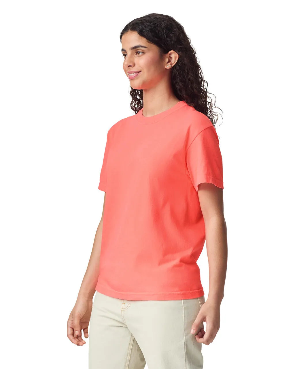 Comfort Colors 1717 Adult Tee Cotton Fabric - Neon Red Orange, Semi-Fitted, 4.5 Oz/Yd² (1 Unit)