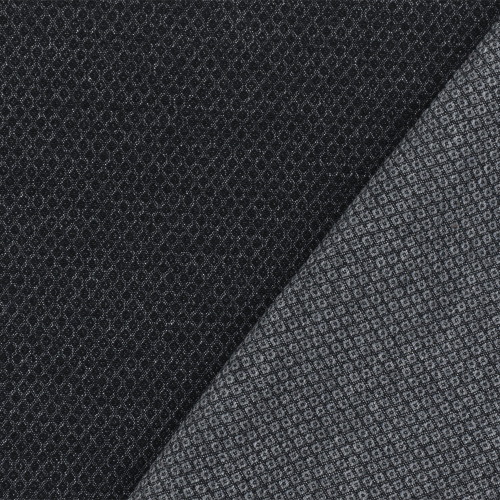 1 Yard Black Gray Diamond Dobby Poly Spandex Stretch Woven Fabric for Activewear Apparel 58 Inches Width