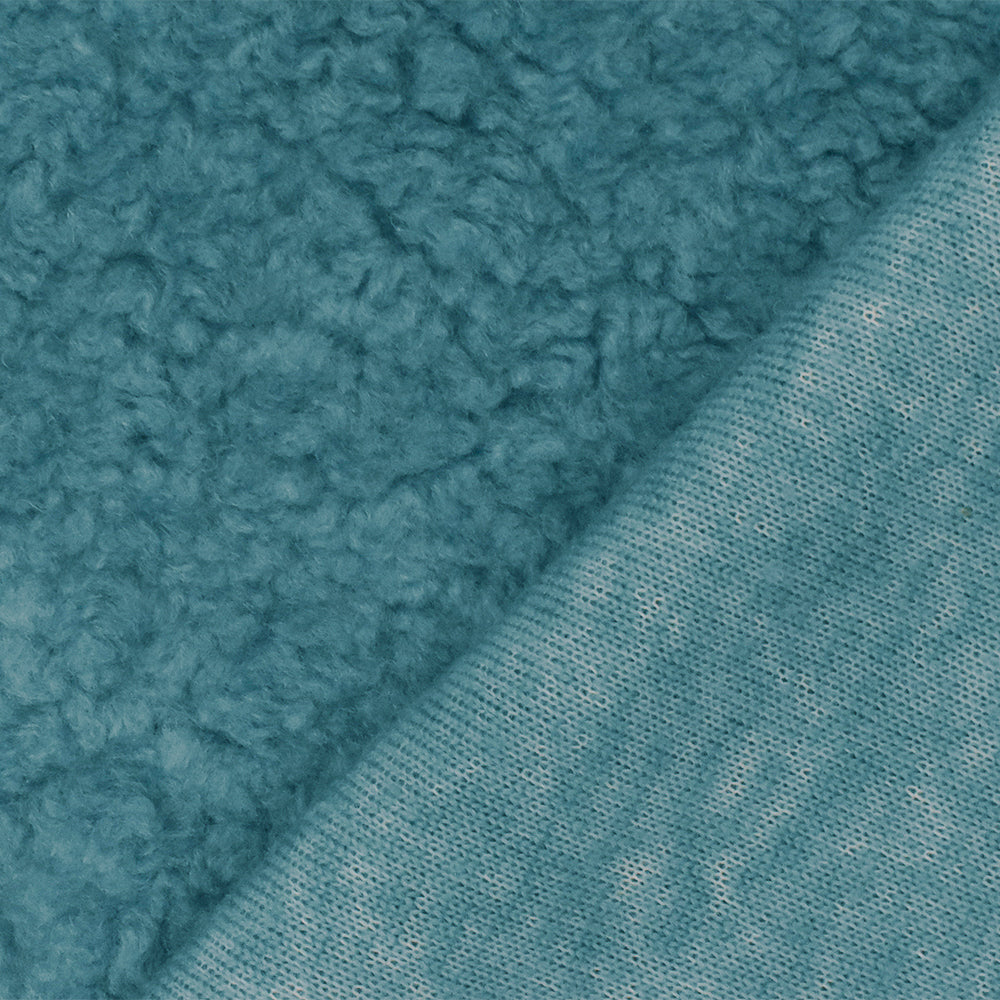 1 Yard Teal Blue Cozy Sherpa Fleece Knit Fabric Coats Outerwear 64 Inches Width