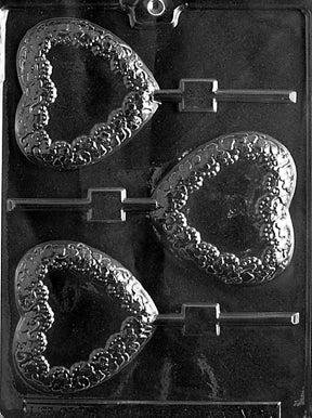 Heart with Flowers Lolly Chocolate Mold - LPV094