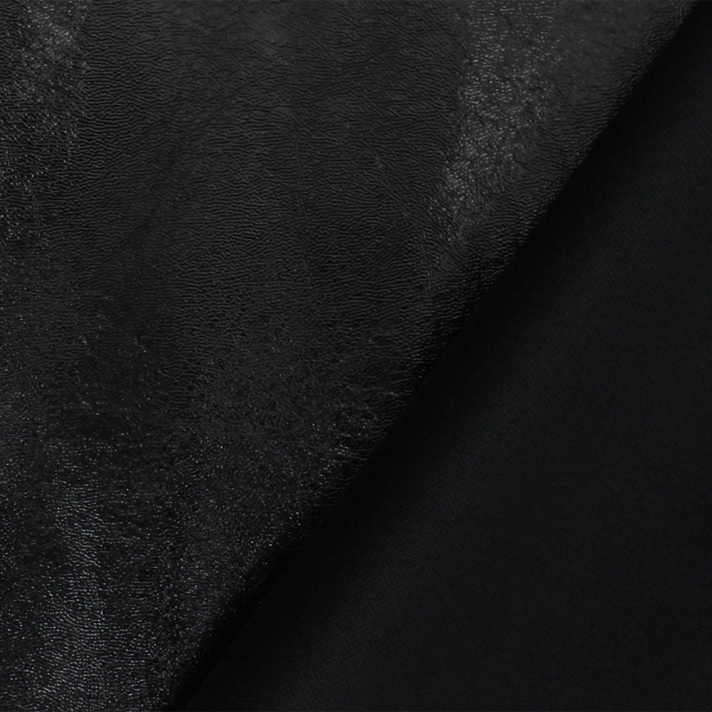 1 Yard Black Faux Leather Bonded Stretch Nylon Spandex Fabric for Dancewear and Performance Apparel 56 Inches Width