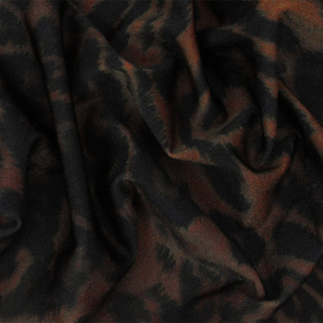 1 Yard Black and Warm Brown Leopard Print Stretch Tricot Nylon Spandex Fabric for Swimwear 56" Width
