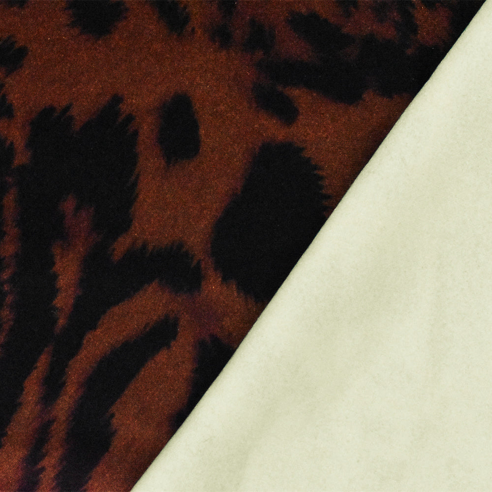 1 Yard Black and Warm Brown Leopard Print Stretch Tricot Nylon Spandex Fabric for Swimwear 56" Width