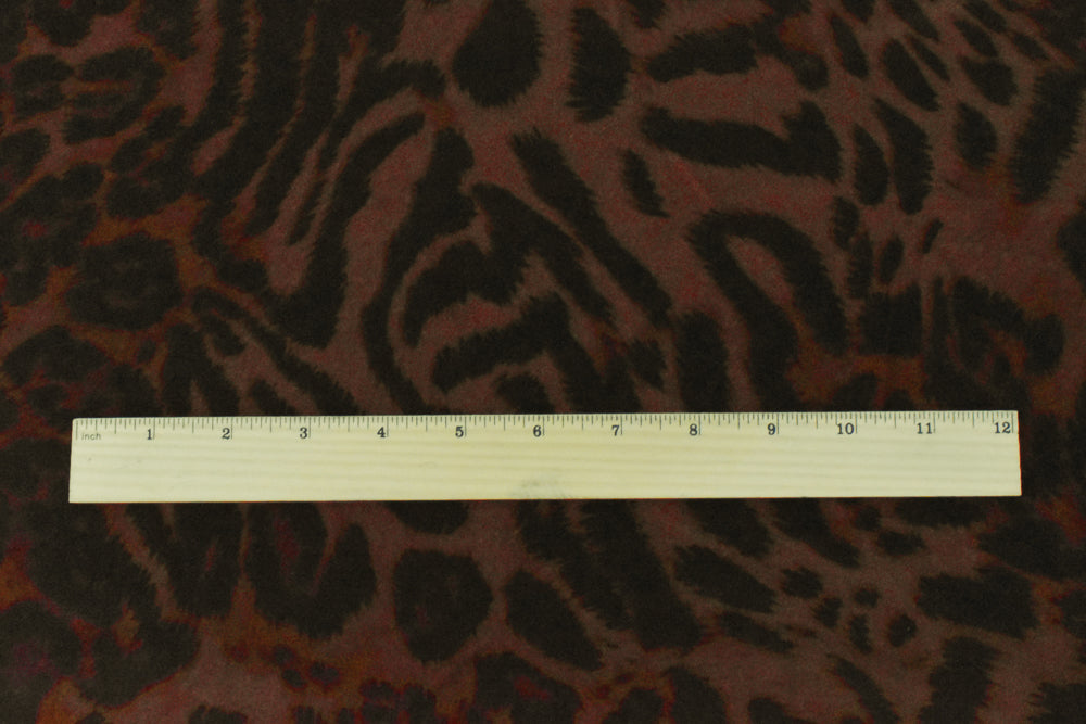 1 Yard Black and Warm Brown Leopard Print Stretch Tricot Nylon Spandex Fabric for Swimwear 56" Width