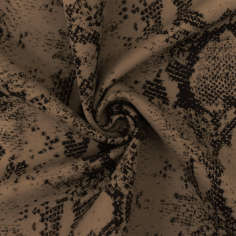 1 Yard Mocha Brown and Black Reptile Jacquard Stretch Fabric Poly Nylon Spandex Blend for Activewear 55" Width