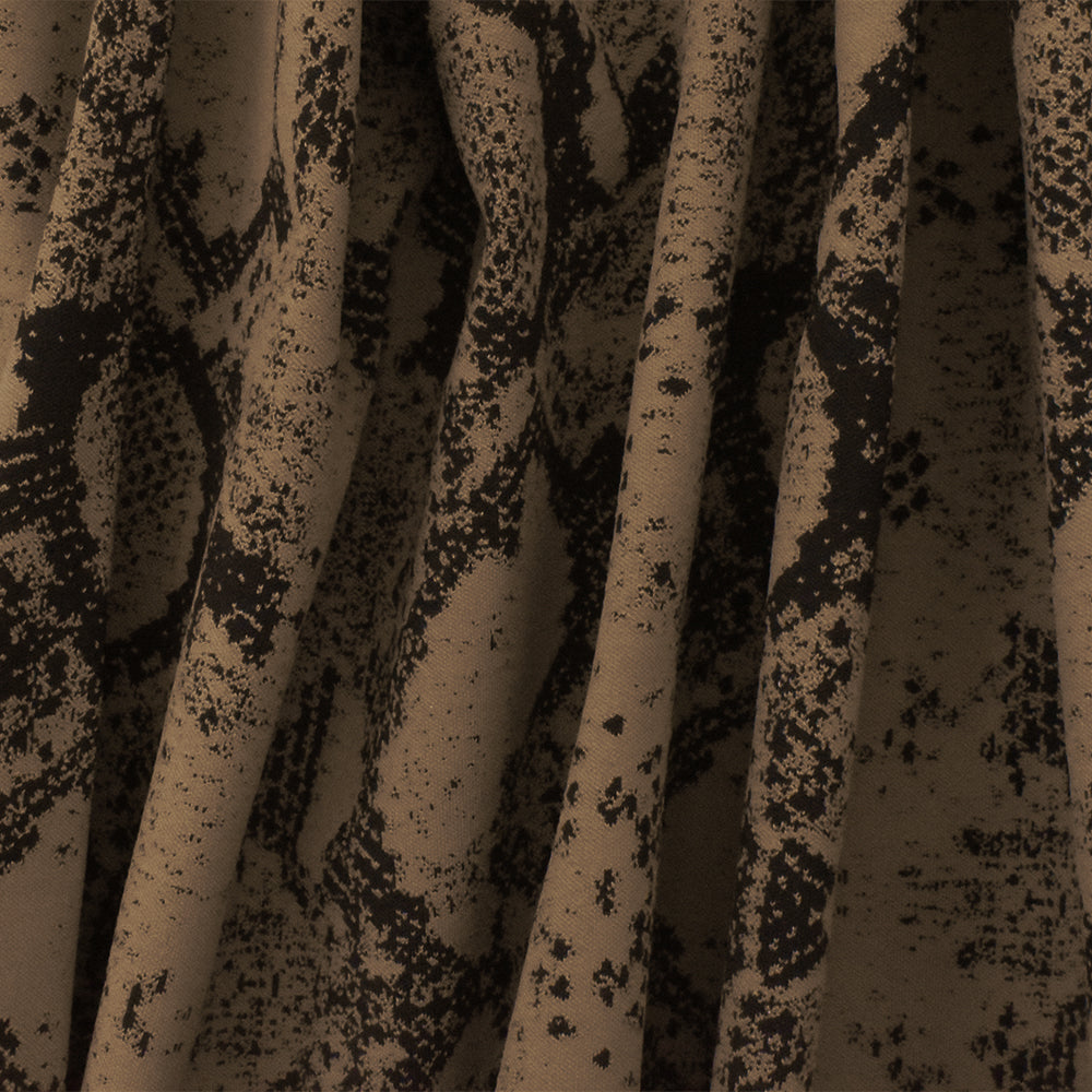 1 Yard Mocha Brown and Black Reptile Jacquard Stretch Fabric Poly Nylon Spandex Blend for Activewear 55" Width