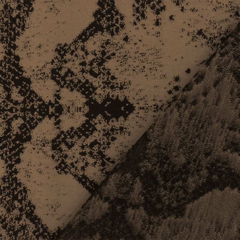 1 Yard Mocha Brown and Black Reptile Jacquard Stretch Fabric Poly Nylon Spandex Blend for Activewear 55" Width