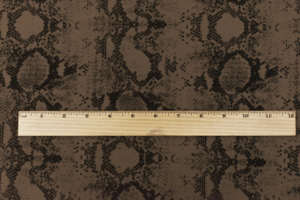 1 Yard Mocha Brown and Black Reptile Jacquard Stretch Fabric Poly Nylon Spandex Blend for Activewear 55" Width