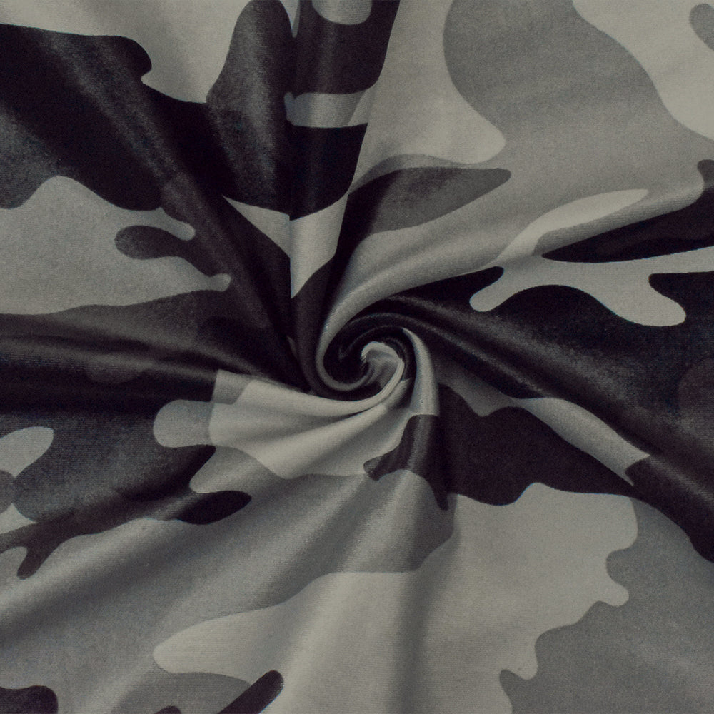 1 Yard Gray, Black, and Mauve Camo Tricot Stretch Fabric Nylon Spandex Blend for Swimwear and Activewear, 56" Width
