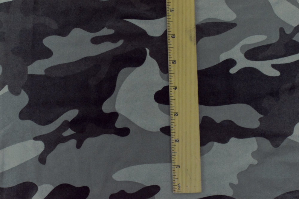 1 Yard Gray, Black, and Mauve Camo Tricot Stretch Fabric Nylon Spandex Blend for Swimwear and Activewear, 56" Width
