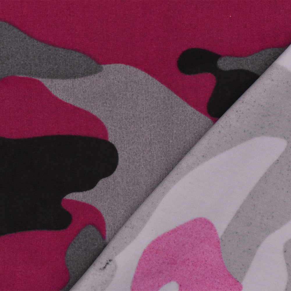 1 Yard Camouflage Print Tricot Stretch Fabric in Pink, Gray, and Black Nylon Spandex for Swimwear and Activewear 56 Inches Width