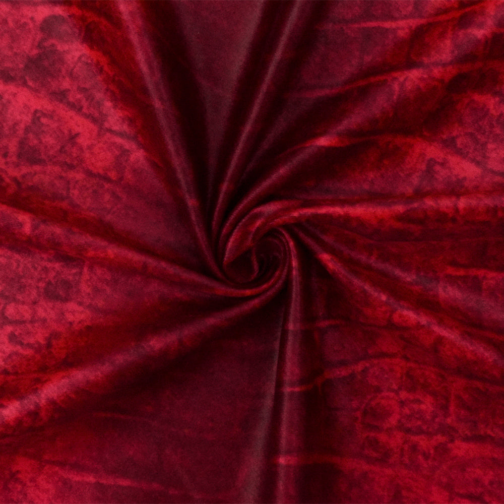 1 Yard Hot Red and Deep Burgundy Reptile Satin Tricot Stretch Fabric for Swimwear & Activewear 57" Width