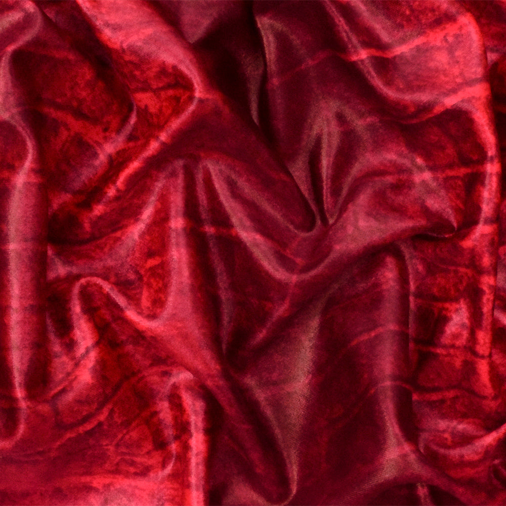1 Yard Hot Red and Deep Burgundy Reptile Satin Tricot Stretch Fabric for Swimwear & Activewear 57" Width