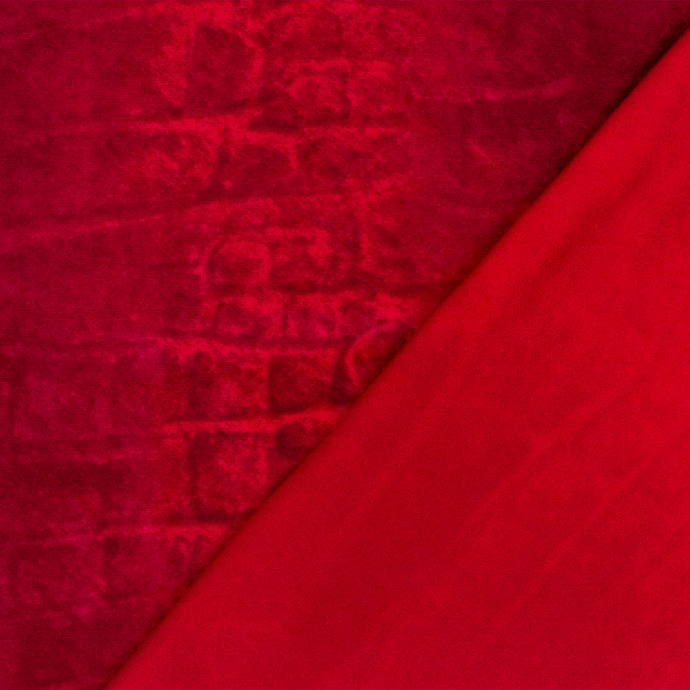 1 Yard Hot Red and Deep Burgundy Reptile Satin Tricot Stretch Fabric for Swimwear & Activewear 57" Width