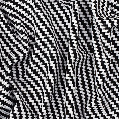 1 Yard Black and White Twill Jacquard Nylon Spandex Stretch Knit Fabric for Activewear 48 Inches Width