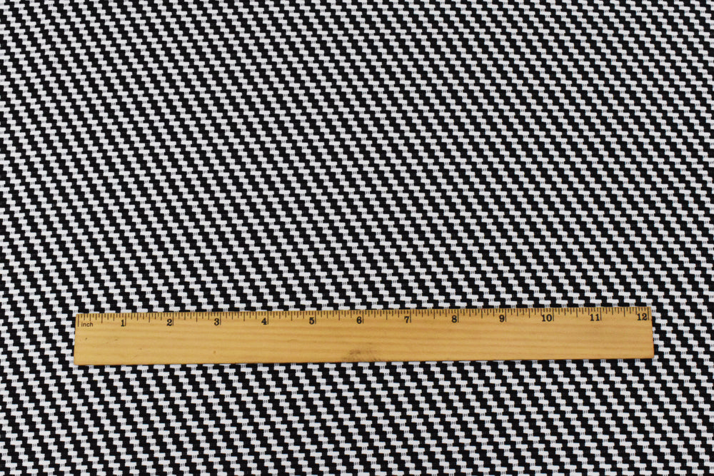1 Yard Black and White Twill Jacquard Nylon Spandex Stretch Knit Fabric for Activewear 48 Inches Width