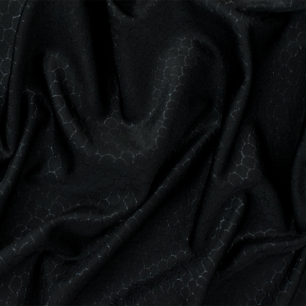 1 Yard Black Reptile Pattern Tricot Stretch Nylon Spandex Fabric for Swimwear and Activewear 58 Inches Width