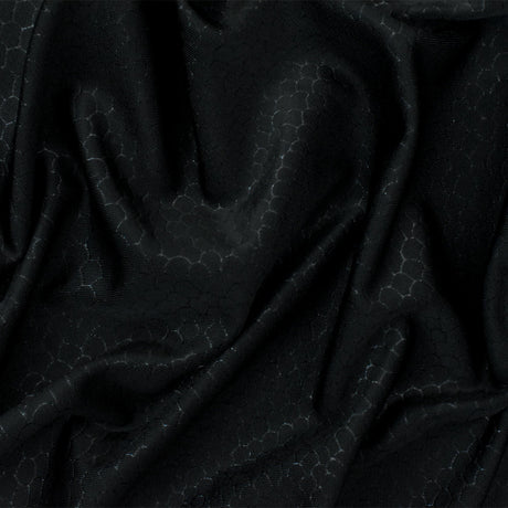 1 Yard Black Reptile Pattern Tricot Stretch Nylon Spandex Fabric for Swimwear and Activewear 58 Inches Width