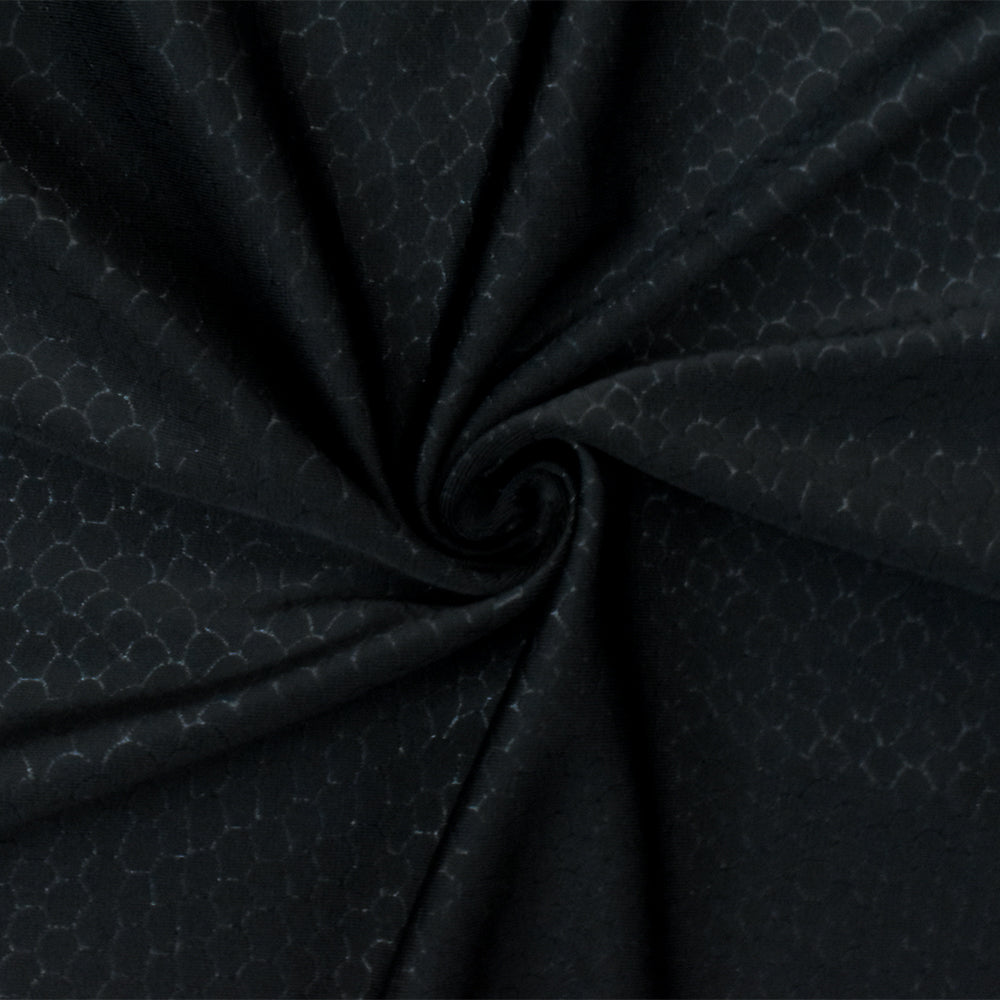 1 Yard Black Reptile Pattern Tricot Stretch Nylon Spandex Fabric for Swimwear and Activewear 58 Inches Width