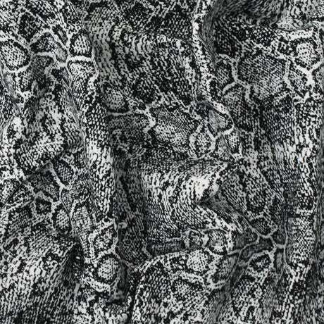 1 Yard Black and White Reptile Damask Cotton Blend Woven Stretch Fabric for Apparel and Décor 59 Inches Width