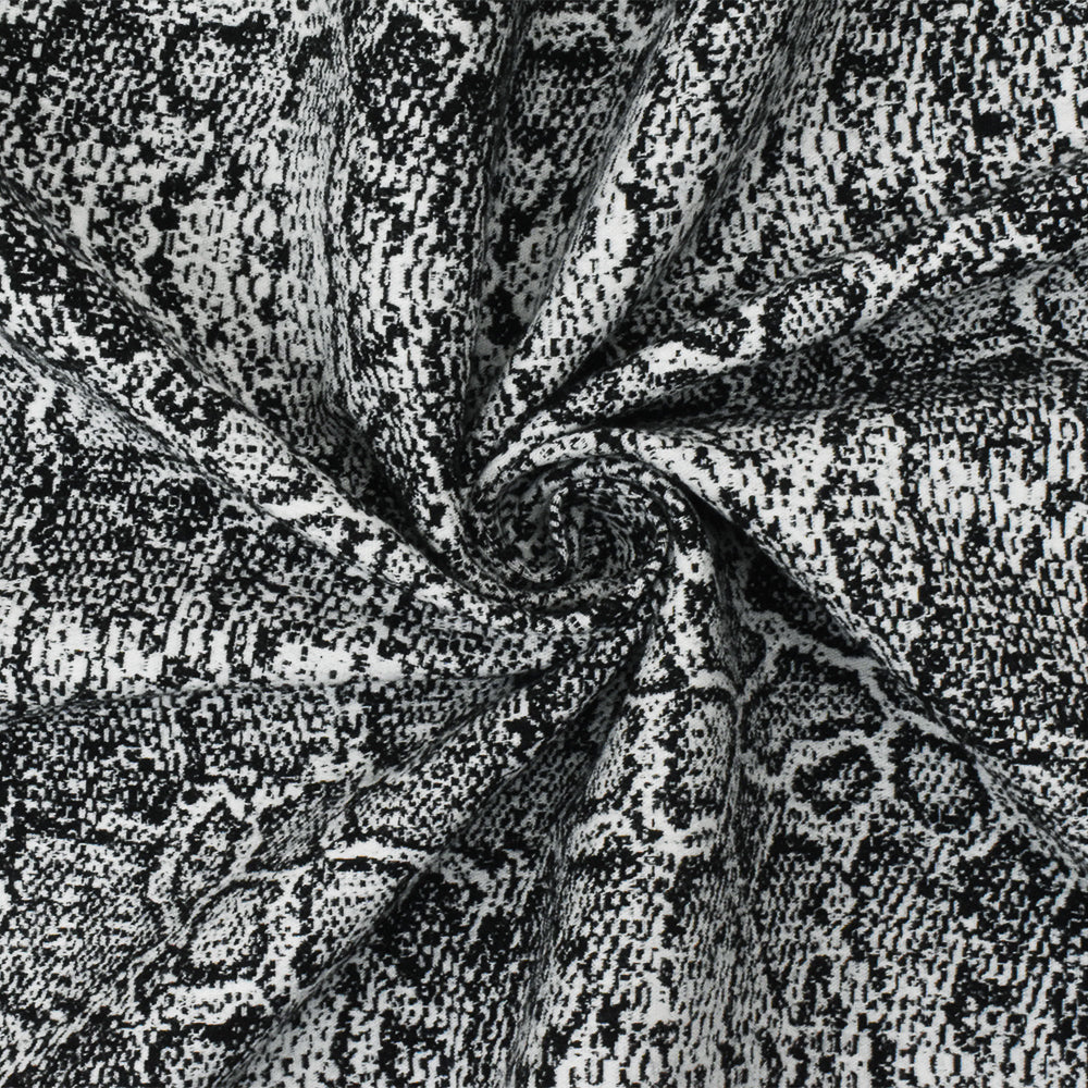1 Yard Black and White Reptile Damask Cotton Blend Woven Stretch Fabric for Apparel and Décor 59 Inches Width