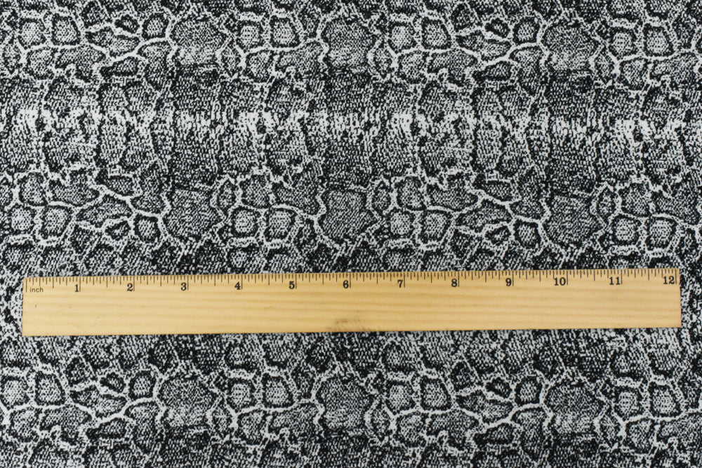 1 Yard Black and White Reptile Damask Cotton Blend Woven Stretch Fabric for Apparel and Décor 59 Inches Width