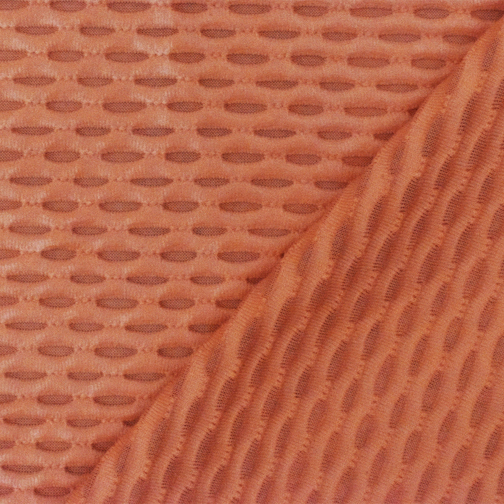 1 Yard Cream Orange 3D Textured Mesh Nylon Spandex Stretch Fabric for Activewear Projects 59 Inches Width