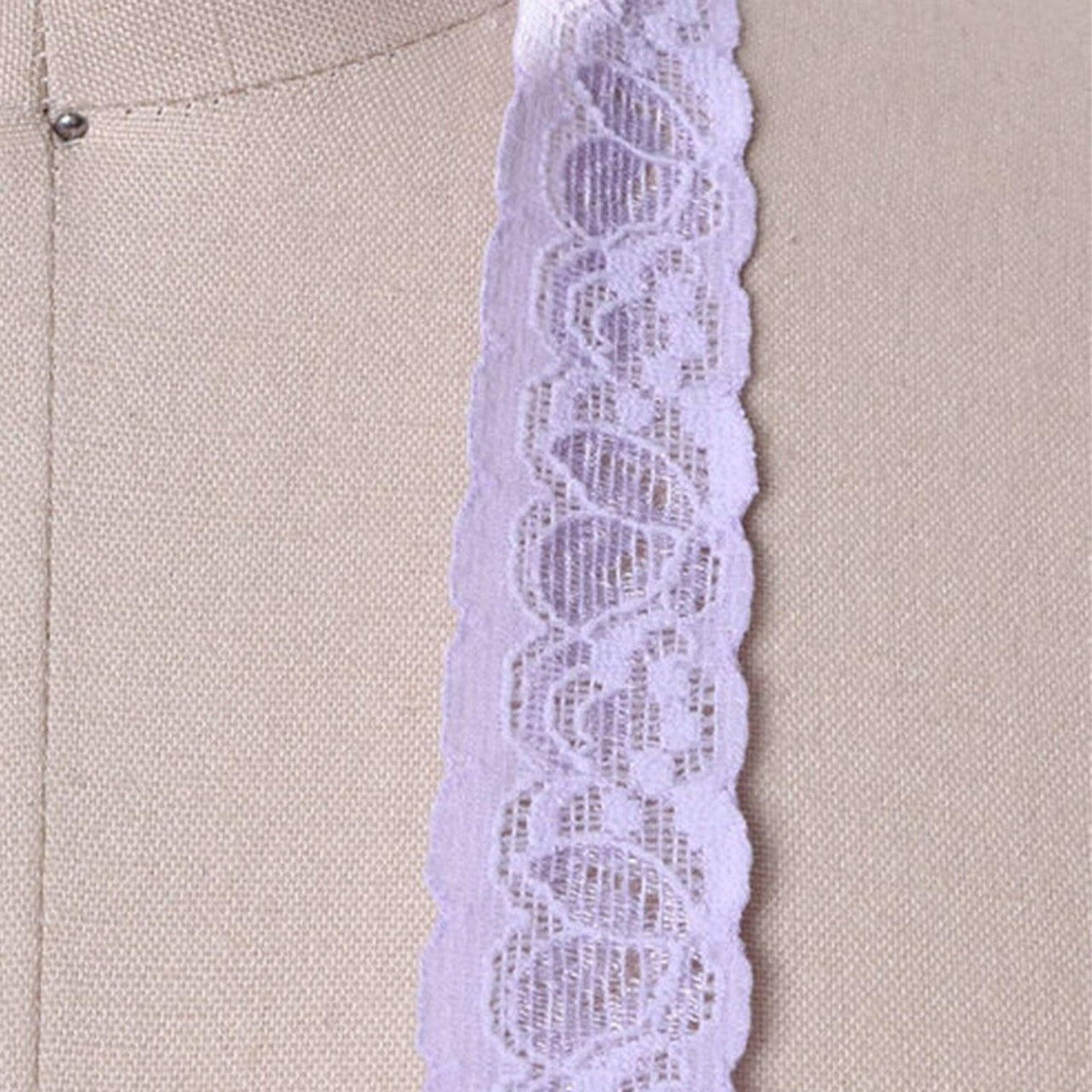 2 Yards Periwinkle Lilac Stretch Lace Trim 1" Floral Elastic Ribbon for Sewing & Crafts
