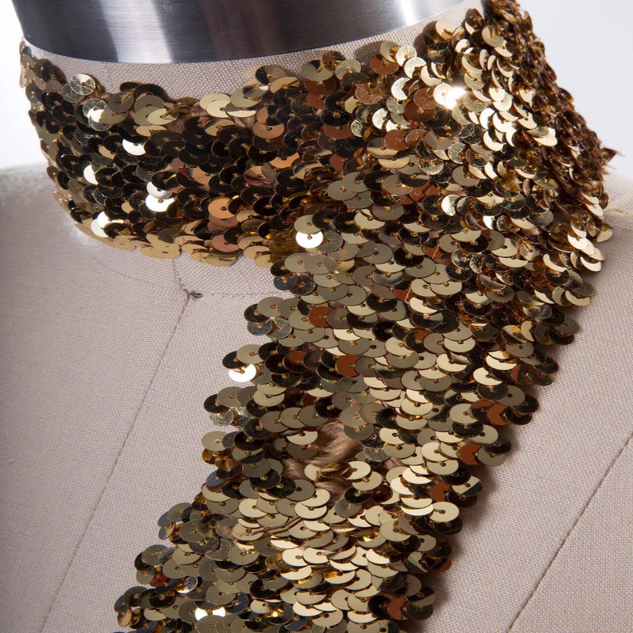 1 Yard 1.5" Antique Gold Stretch Sequin Trim Ultra Wide
