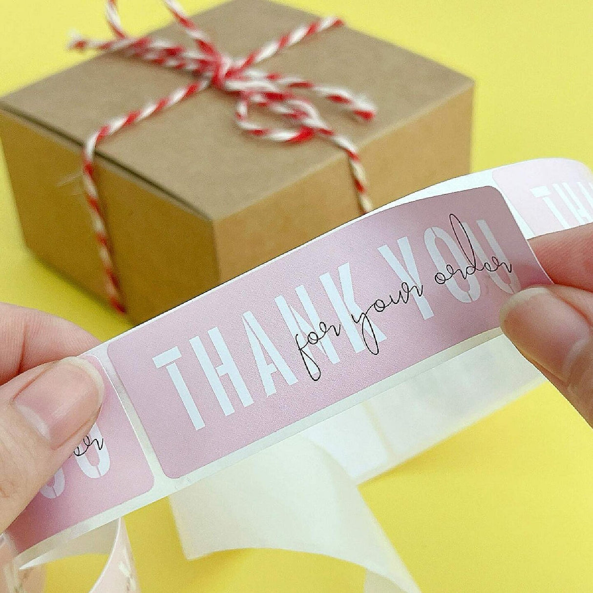 120 Pieces Wrapables Blush Thank You Stickers Roll 3x1 Inch