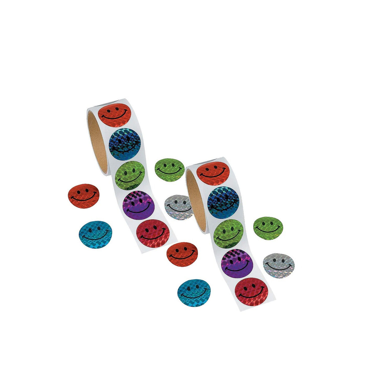 Prismatic Smile Face Multicolor Paper Sticker Roll 100 Pieces