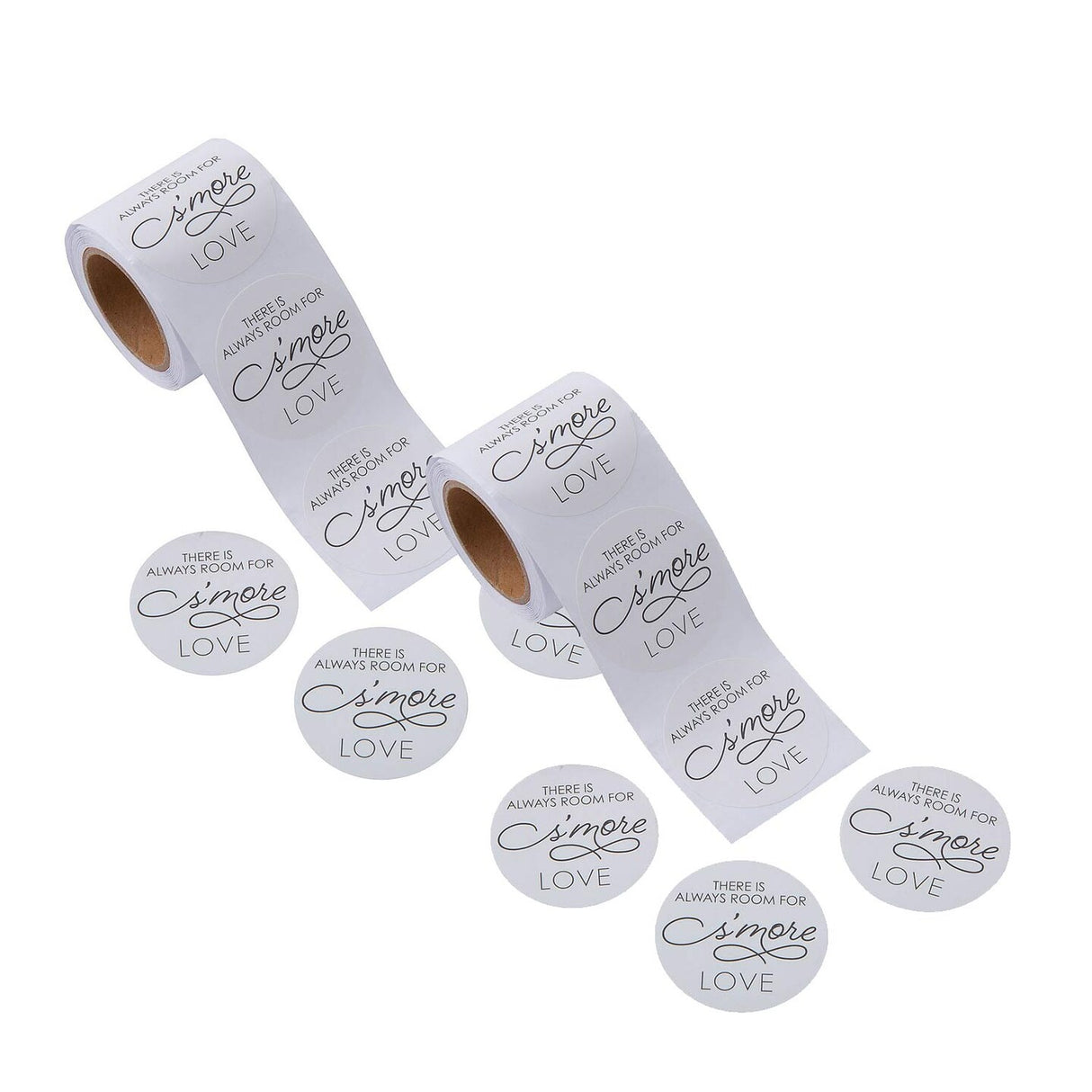 1 1/2"Bulk 100 Pc S'more Love Wedding Favor Sticker Roll
